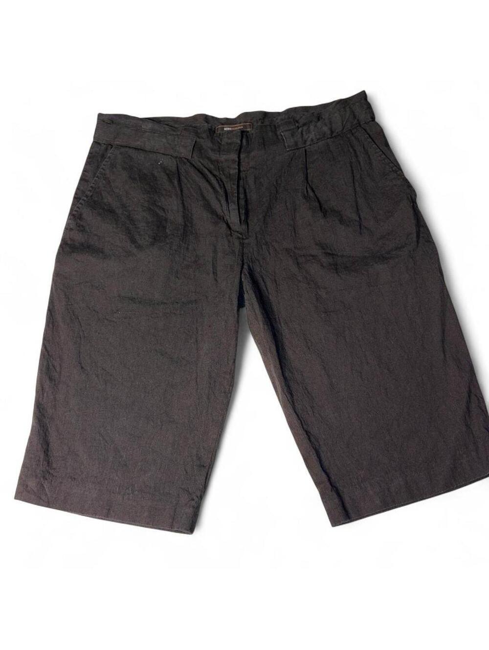 BCBGMAXAZRIA Charcoal Black Linen Blend Pleated Bermuda Shorts - Size 12